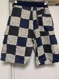 チェック柄パッチワークショートパンツ