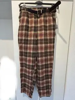 チェック柄カジュアルパンツ ブラウン系