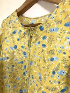 【ハンドメイド】アニエスベーパターンの黄色いブラウス　S
