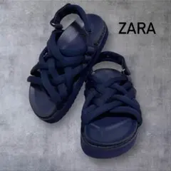 美品！　ZARA　キッズ　編込みサンダル　NAVY　32