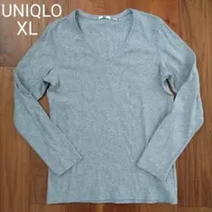 UNIQLO Vネック 長袖Tシャツ XL グレー ユニクロ