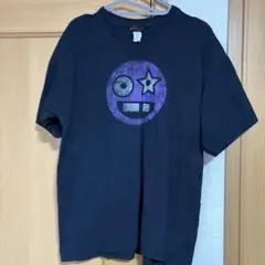アメリカ古着 MADEngine 黒 紫顔グラフィック TシャツL