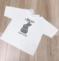 新品未使用タグありALGY アニマルチェックウサギ半袖Tシャツ XS 140