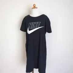 NIKE ナイキ ビックロゴプリント Ｔシャッ ミニワンピース レディース 黒