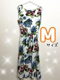 ハワイアン アロハ風 ノースリーブワンピース M