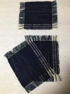 裂き織りの布　コースター(3枚) ハンドメイド