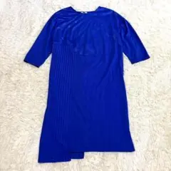 【極美品】ZUCCCA エンボスドット ワンピース　ブルー　M