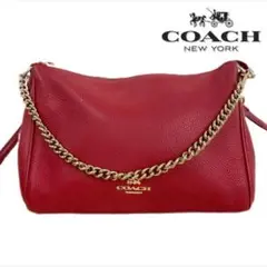 COACH コーチ ショルダーバッグ バンドバッグ レザー レッド レディース