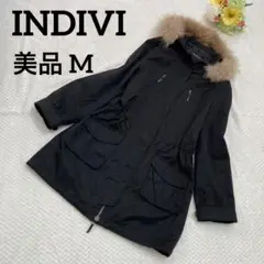 INDIVI モッズコート リアルファー ミドル丈コート 38