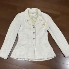 正規品 シャネル ツイード ジャケット カメリア 38 ブローチ