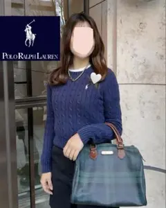 人気♡ラルフローレン ケーブル編みニット　ネイビー　コットン100 ホース刺繍