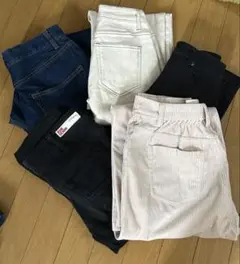 レディースパンツセット（青・白・黒・ベージュ・ストライプ）