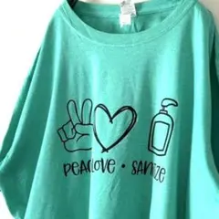 ギルダン ピース ラブ niche Tシャツ XL ライトグリーン 黄緑 古着