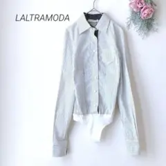 ストライプシャツ（L）LALTRAMODA ラルトラモーダ イタリヤ製