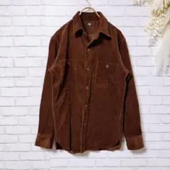 【美品】UNIQLO ユニクロ 長袖シャツ コーデュロイ ダークブラウン S