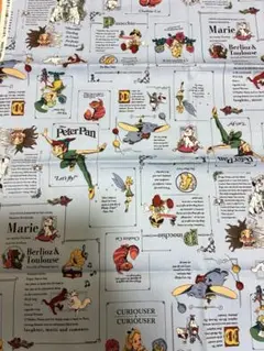 新品未使用　ディズニー　生地　ハギレ　ピーターパン　アリス　ピノキオ　マリー