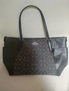 【未使用品】Coach ロゴ入りトートバッグ ブラック/グレー
