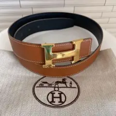 ❤️定番エルメス Hermes ベルト 茶色系 ゴールドバックル