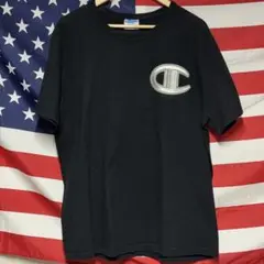 champion ビックロゴ Tシャツ メンズ XL ブラック 黒 半袖