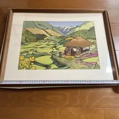 切り絵風景画 木製フレーム付き 約53cm x 42cm