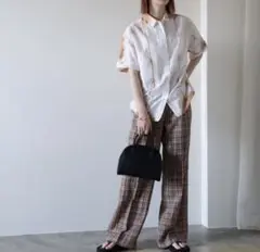 LINEN SILK CHECK PANTS AURALEE 1