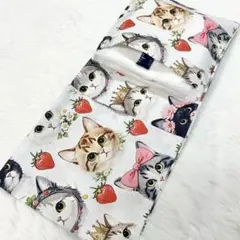 サニタリーケース 猫 白猫 茶トラ 花 苺 S8403