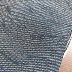 正絹 藍色と灰色の紬 バチ襟