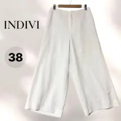 INDIVI ワイドパンツ 38 白 綺麗め オフィスカジュアル 日本製