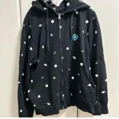 グラニフ パーカー 宇宙 地球 ブラック M