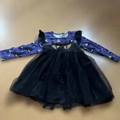 ハロウィン衣装 4Y 紫色トップスと黒ドレス