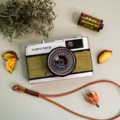 【天然ウッドカメラ】抹茶グリーン Olympus Trip 35 フィルム