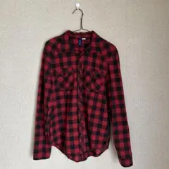 H&M ネルシャツ 赤 チェック