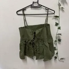 オリーブグリーン ビスチェ　リボン付き