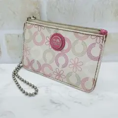 【現品限り】COACH 定期入れ パスケース カードケース ホワイト ピンク