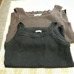 リブ編みタンクトップ2枚セット（ブラウン・ブラック）