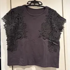 rope picnic花柄レース袖 ダークグレー Tシャツ フリーサイズ