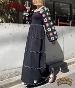 クロシェボレロ付ティアードキャミワンピ