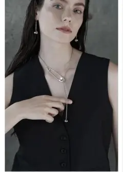シーズマーラ　2way safety pin necklace シルバー