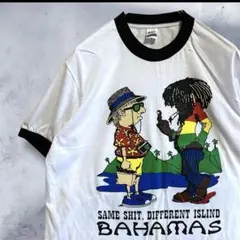 BEWP リンガー Tシャツ USA製 白 BAHAMAS バハマ 黒