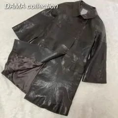 【最高級】ダーマコレクション レザーコート 羊革 ダークブラウン ミドル丈