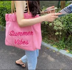 Summer Vibes フリンジトートバッグ
