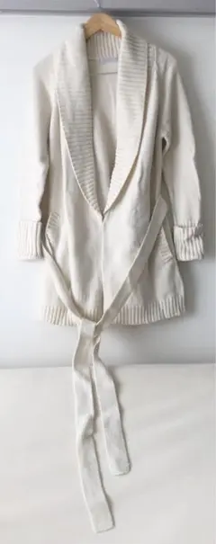 レッセパッセ ベージュホワイト暖かニットジャケット