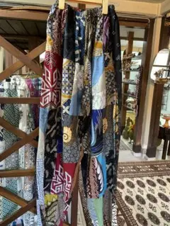 カラフル バティックパッチワーク コットンパンツ