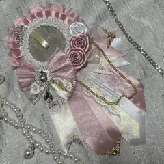 【 No.5 ピンク × 白 】色違い◎ 痛ロゼット ハンドメイド