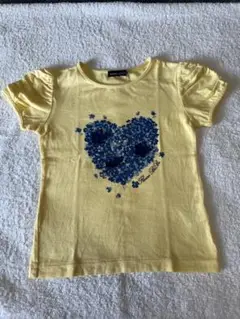 BeBe イエロー ハート花柄 Tシャツ 120