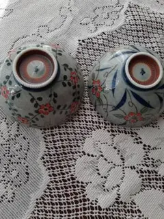 花柄の飯碗 2個セット
