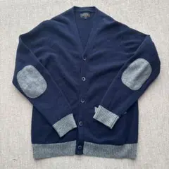 BEAMS+ ネイビー カーディガン L 肘パッチ付き