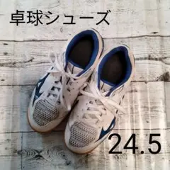 卓球シューズ 24.5 ミズノ 白 ブルー
