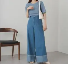 カスタネ バギー デニム ワイドパンツ パンツ ワイドレッグ