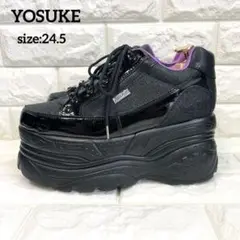 美品✨YOSUKE ヨースケ 厚底スニーカー ブラックコンビ ラメ 24.5